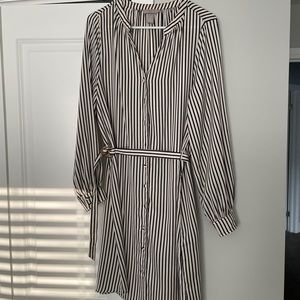 Stripped White Office Dress - H&M